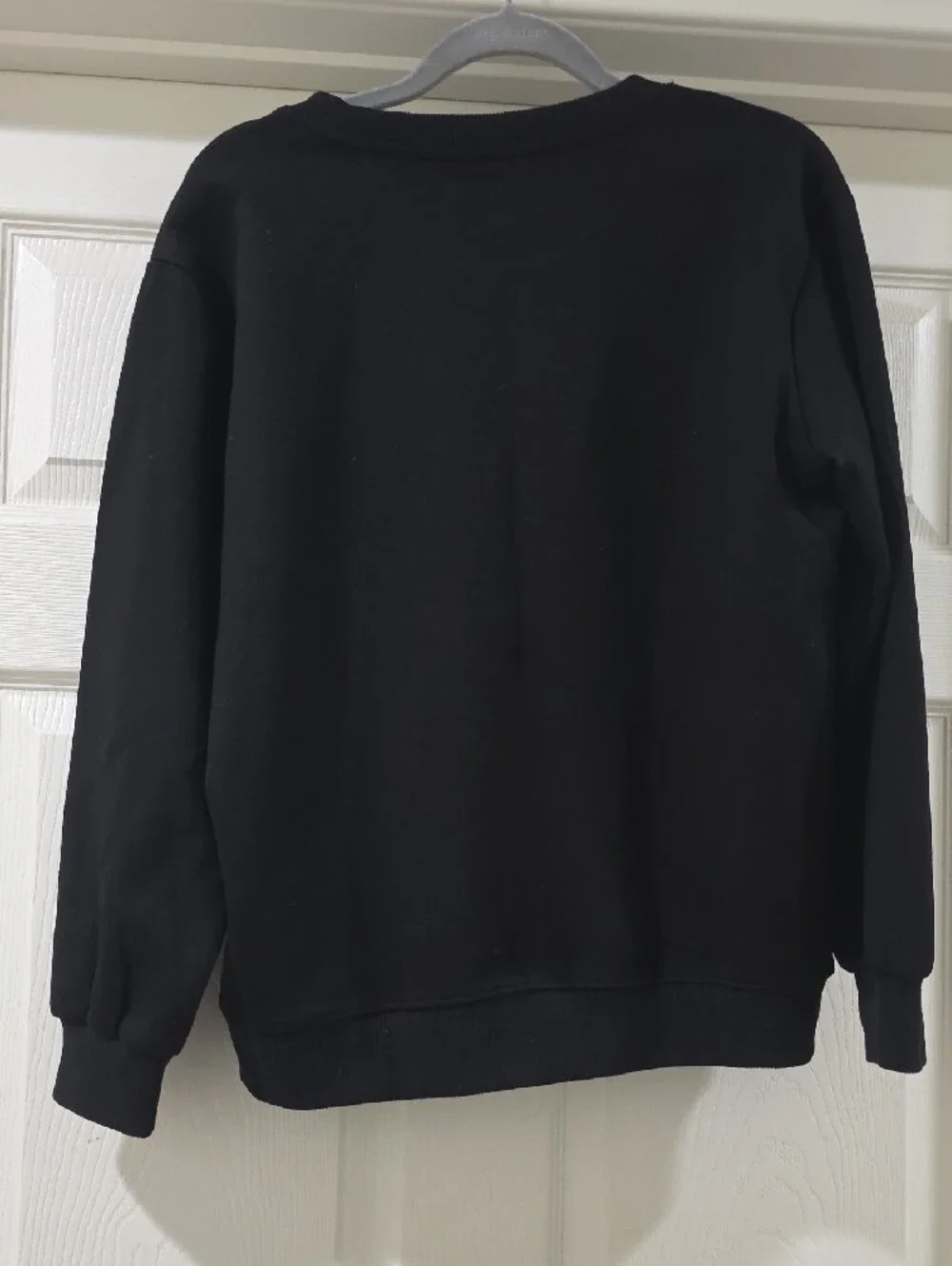 Black Unisex Crewneck Sweater with Green Chenille 